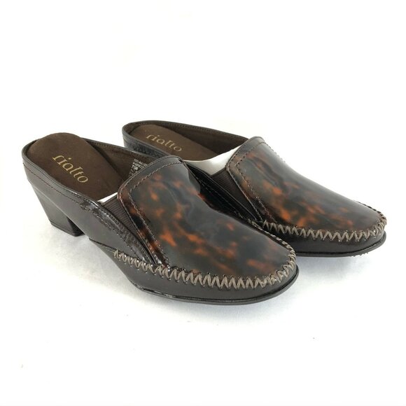 Rialto Womens Mules Block Heels Slip On Brown Black Size 7.5 - Picture 1 of 6